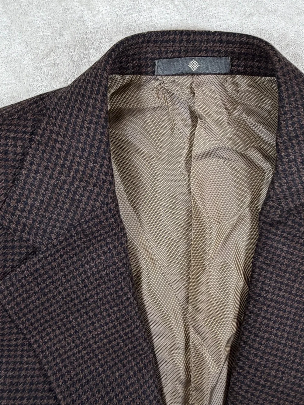Zanella 42R 100% Wool Men's Black and Brown Micro-Check Houndstooth Sport Coat